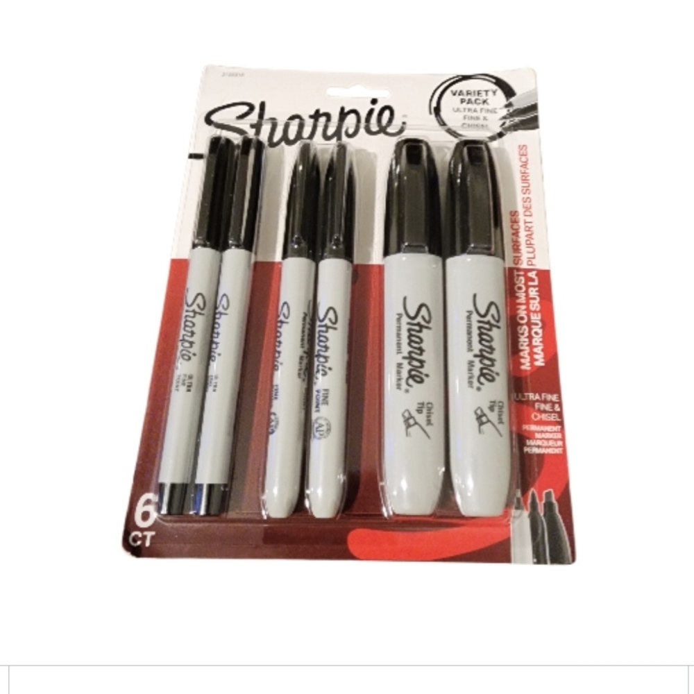 Sharpie Black Permanent Markers -3X - 6 Pack